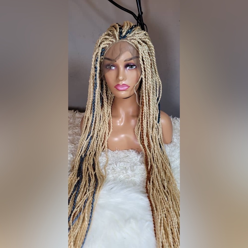 Blonde and Blue Braided Wig - Picture 4 of 4
